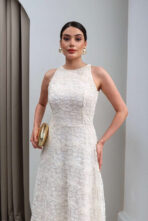 Floral Embroidered Sleeveless Tulle Dress