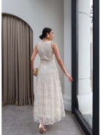 Floral Embroidered Sleeveless Tulle Dress - Image 4