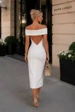 Elegant Off-Shoulder Royal Dress - Image 4